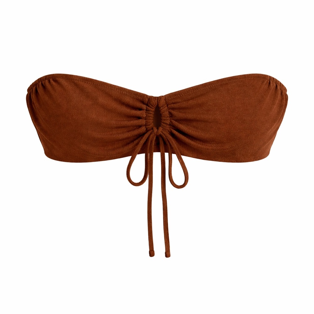 Meshki Chocolate Ruched Bandeau Top – Size L